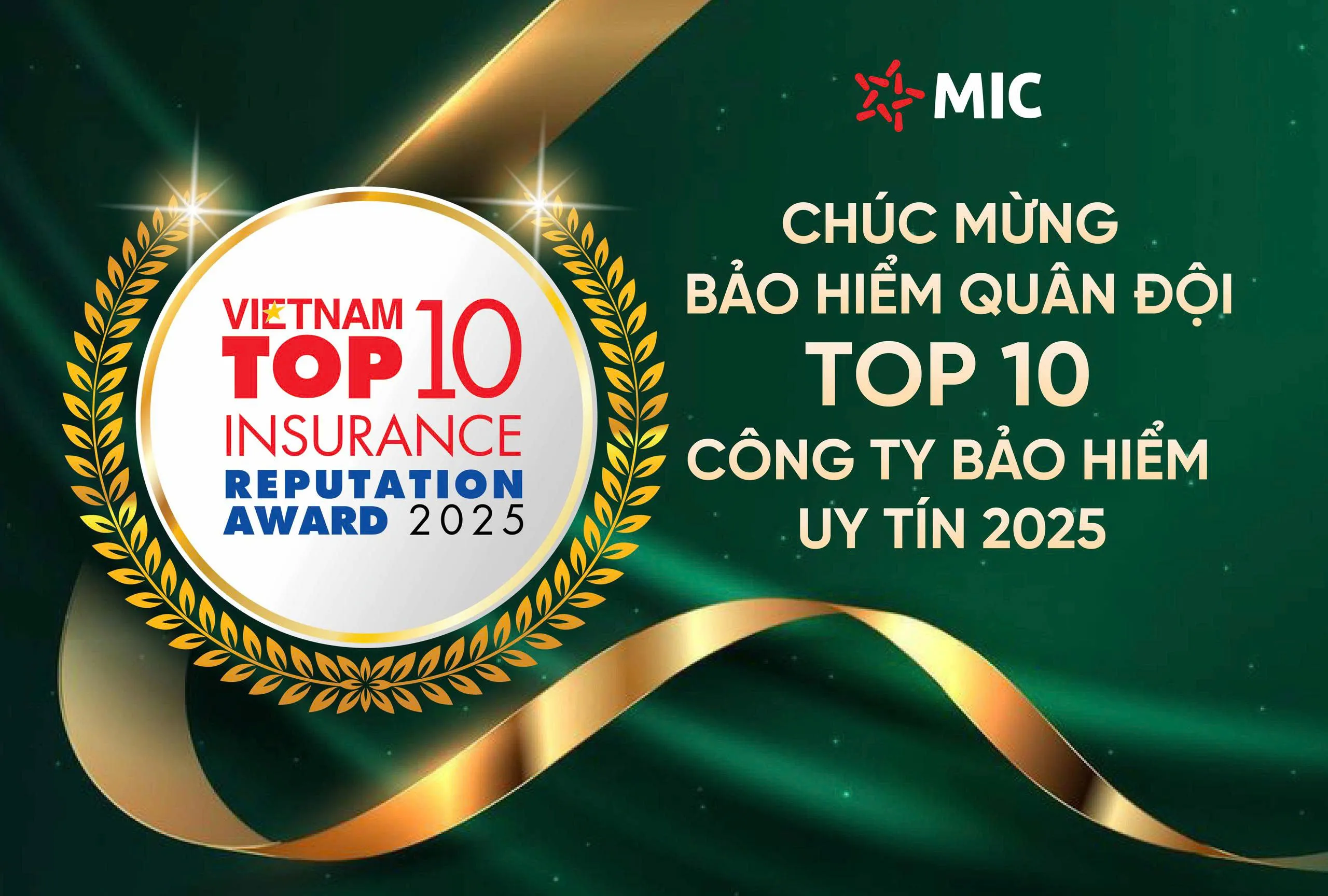 Bảo hiểm Quân đội (MIC) được vinh danh Top 10 doanh nghiệp bảo hiểm phi nhân thọ uy tín 2025