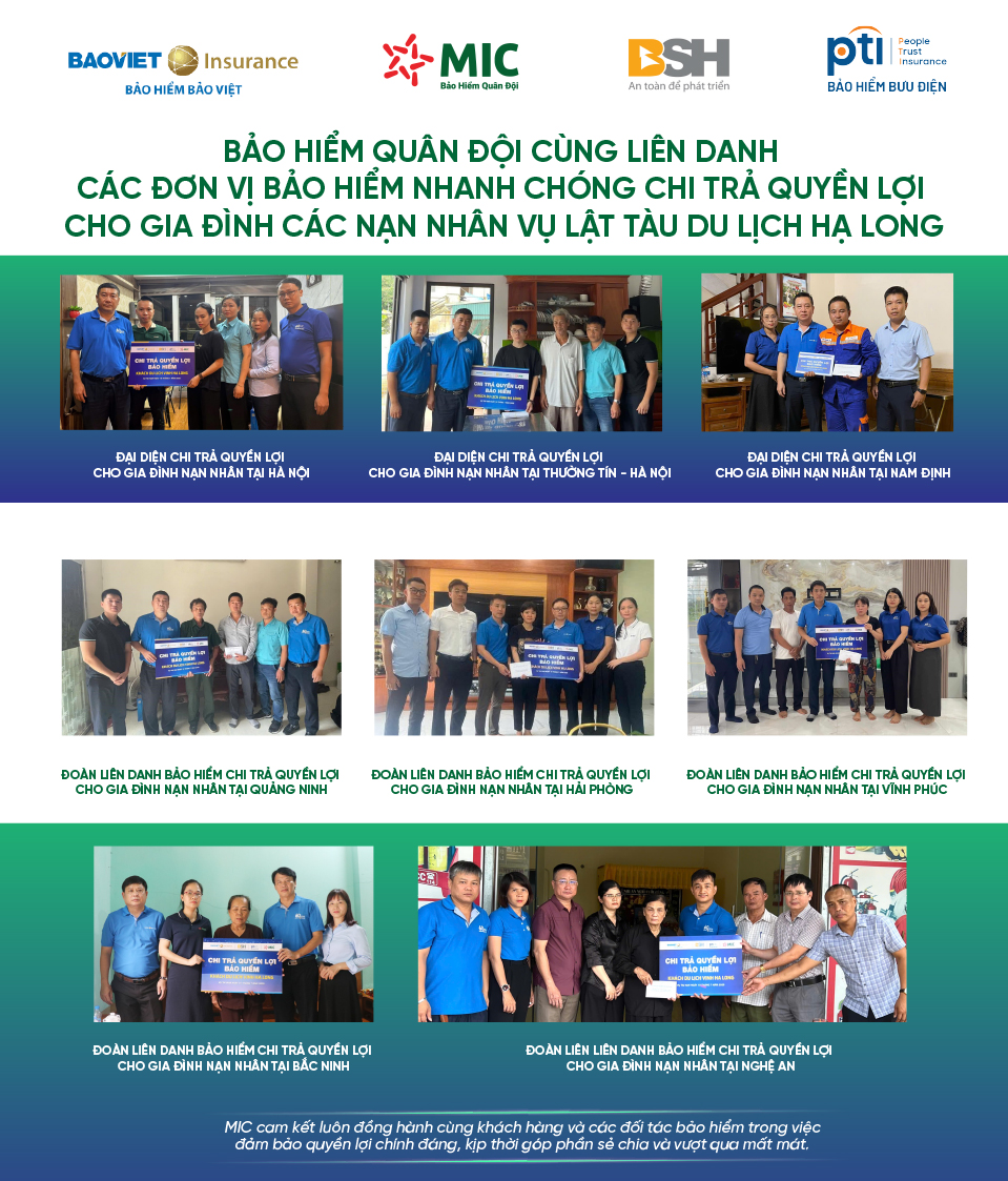 MIC phối hợp các đơn vị liên danh bảo hiểm nhanh chóng chi trả quyền lợi cho gia đình nạn nhân vụ lật tàu du lịch Vịnh Hạ Long